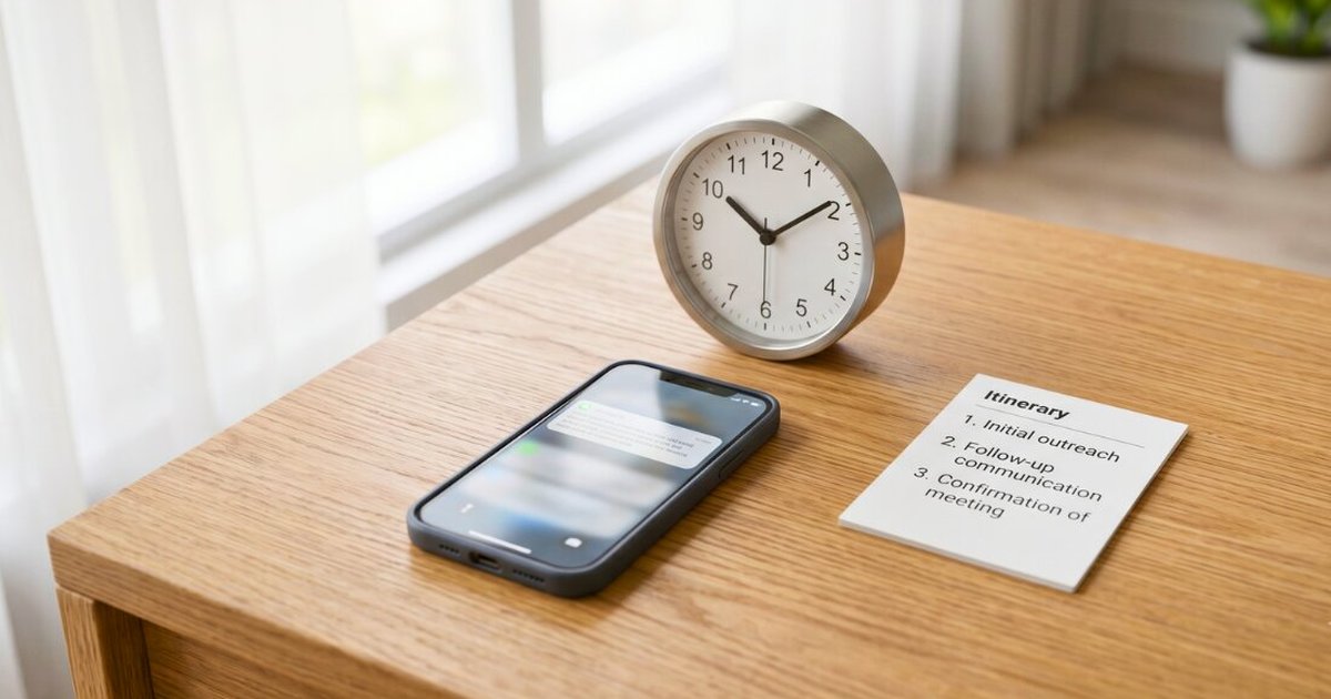 the-pre-date-communication-sequence-that-actually-works Person holding smartphone in bright room, texting during pre-date communication sequence